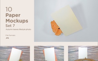 A5 Paper Mockup 10 Images Set With Autumn Theme Brown Stone Set 7