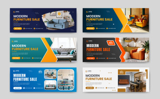 Furniture sale social media facebook cover banner template and web banner template