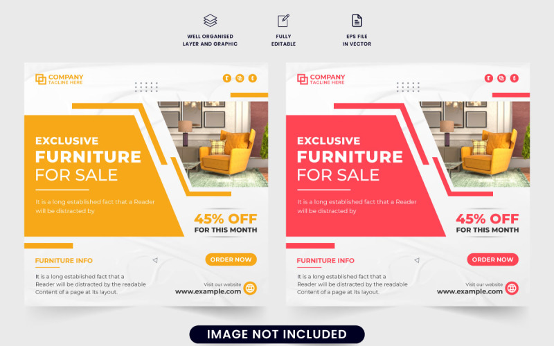 Furniture store promotion template vector Social Media