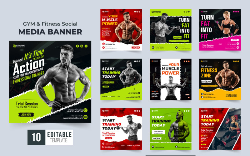 Gym fitness business promotion banner Social Media