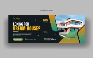 Real estate social media facebook cover banner template and home sale web banner template