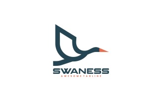 Swan Line Art Logo Style 3