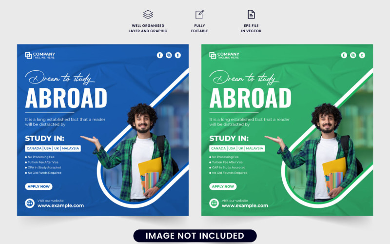 University admission poster template Social Media