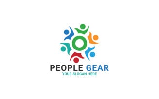 Gear People Logo, Teamwork Community Solution Logo