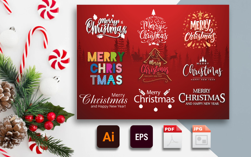 Merry Christmas - Creative text Vector graphics Illustration