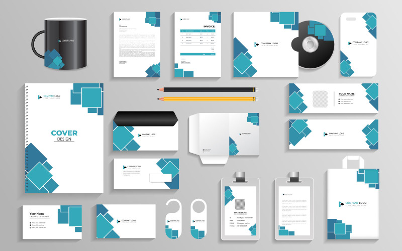Office stationery items and Corporate branding identity Template for industrial vector Illustration