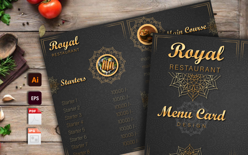 Royal Restaurant - Royal menu card Illustration