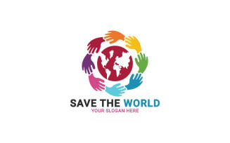 Save The World Logo, Helping Hands Logo Template