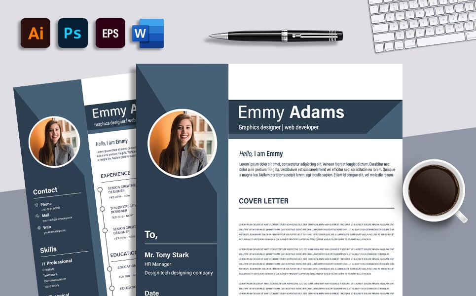 Template #301575 Professional Resume Webdesign Template - Logo template Preview