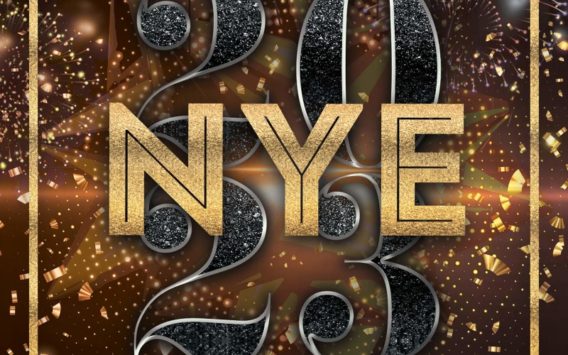 Happy New Year Eve Dark Feel Flyer 2023 Design Template Black-Gold Corporate Identity