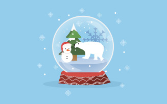 Merry Christmas snowball illustration- Holiday festive season design