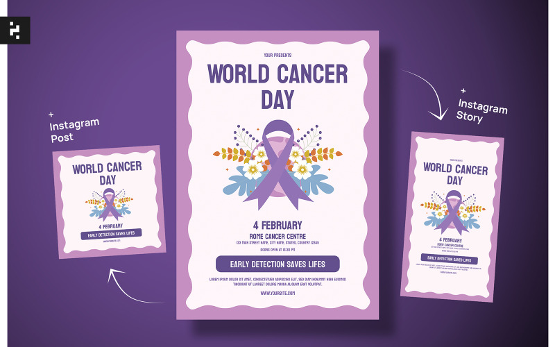 World Cancer Day Flyer Template Corporate Identity