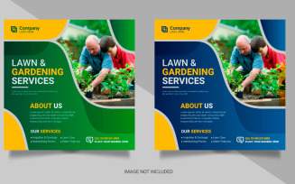 Agriculture service social media post banner or lawn mower gardening landscaping banner design