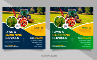 Agriculture service social media post banner or lawn mower gardening landscaping banner vector