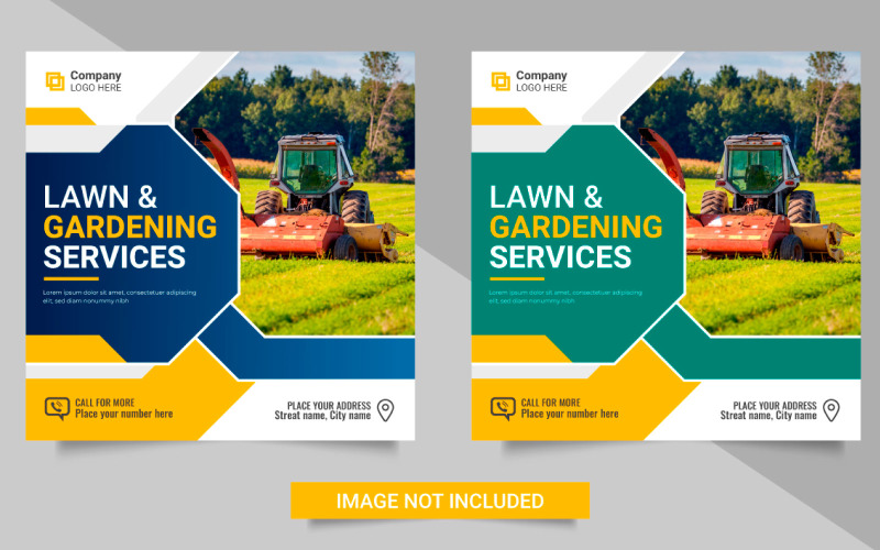 Agriculture service social media post banner bundle or lawn mower garden vector banner design Illustration