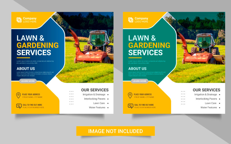 Agriculture service social media post banner bundle or lawn mower gardening vector banner design Illustration