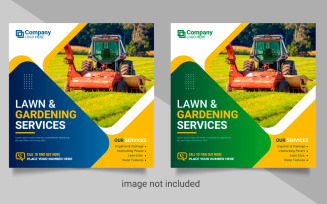 Agriculture service social media post banner or lawn mower gardening banner style