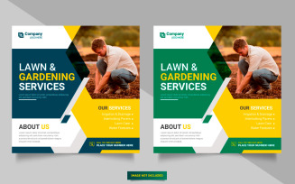 Agriculture service social media post banner or lawn mower gardening banner vector design