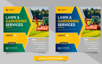 Agriculture service social media post banner or lawn mower gardening landscaping banner design