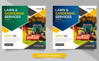 Agriculture service social media post banner or lawn mower gardening vector banner design