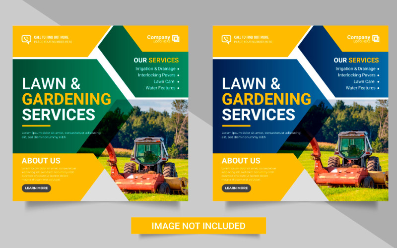 Agriculture service social media post banner or lawn mower gardening vector banner Illustration