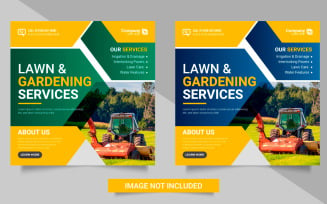 Agriculture service social media post banner or lawn mower gardening vector banner