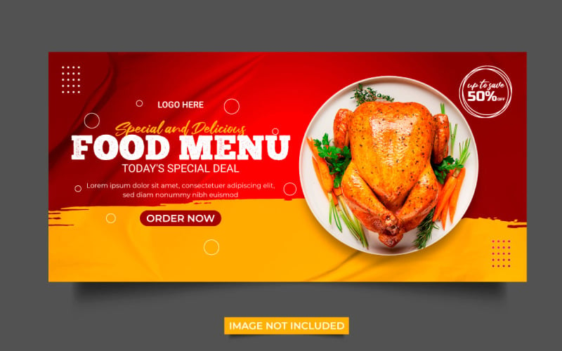 Food web banner Social media cover banner food advertising discount sale concept Illustration