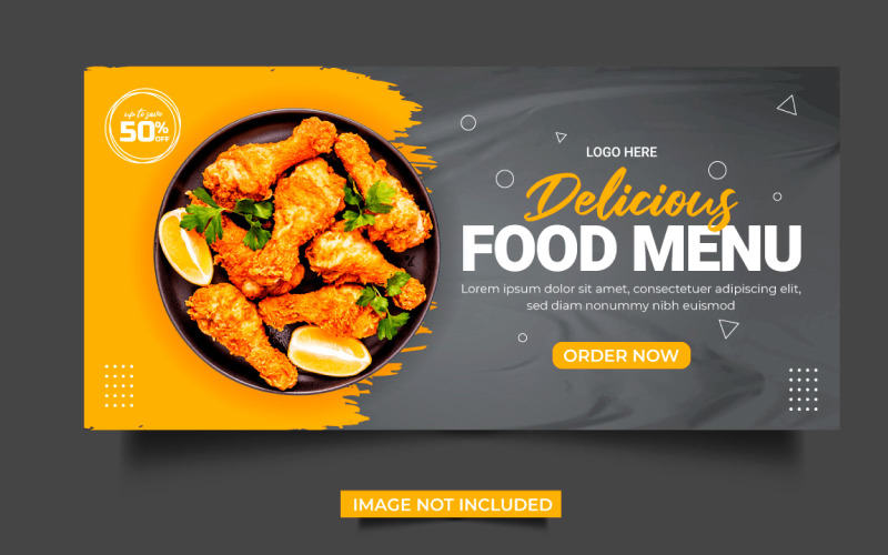 Food web banner Social media cover banner food advertising discount sale offer concept Illustration