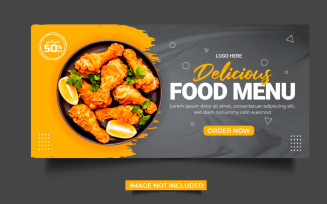Food web banner Social media cover banner food advertising discount sale offer concept