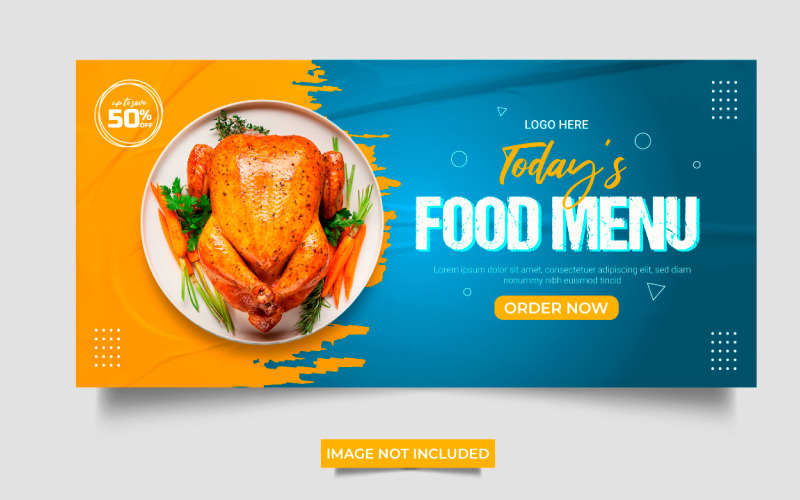Food web banner Social media cover banner food advertising discount sale social media design Illustration