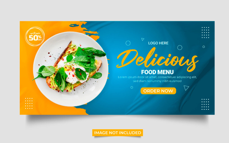 Food web banner Social media cover banner food advertising discount template social media design Illustration