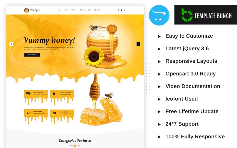 Honeysy - Responsive OpenCart Theme for eCommerce OpenCart Template