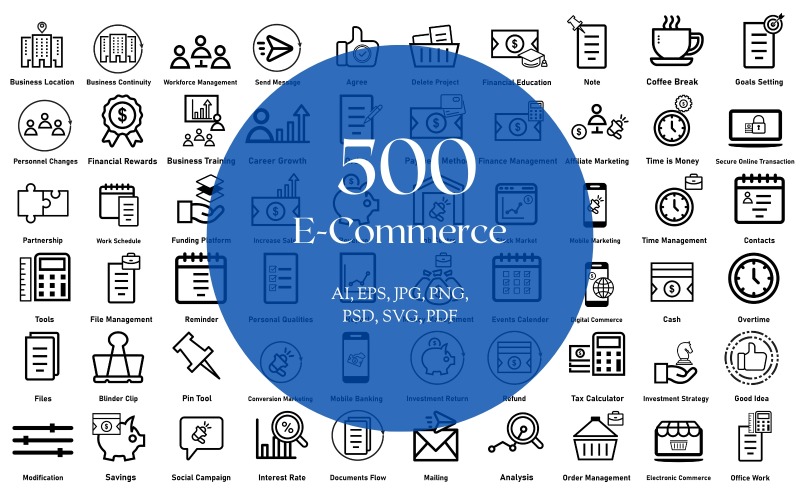 Icon Pack: 500 E-Commerce Icons Icon Set