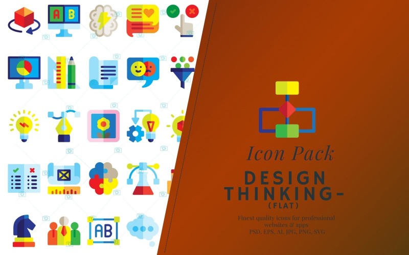 Icon Pack: Design Thinking Flat 50 Icon Set