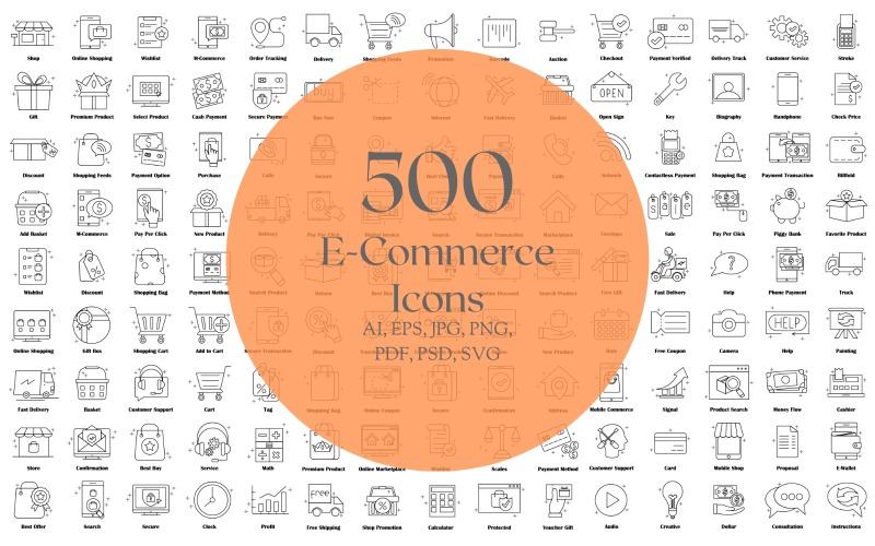 Mega Pack: 500 E-Commerce Icons Icon Set