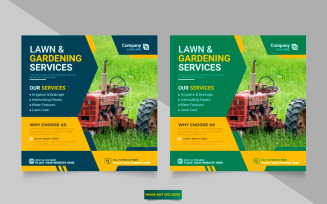 Vector Agriculture service social media post banner or lawn mower gardening banner design