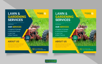 Vector Agriculture service social media post banner or lawn mower gardening banner style