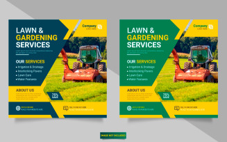 Vector Agriculture service social media post banner or lawn mower gardening flyer banners