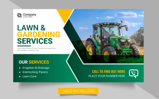 Vector Agriculture service web banner or lawn mower gardening social media post Design