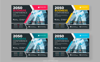 Corporate abstract business conference flyer or horizontal flyer and invitation banner design