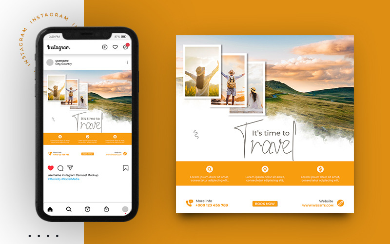 Travel And Tourism Instagram Post And Social Media Banner Template Design