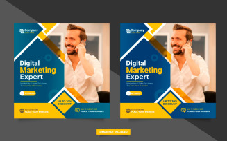 Vector digital marketing agency square flyer or social media post template illustration