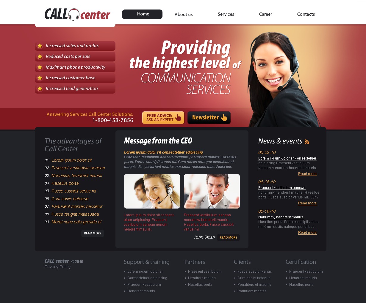Call Center Website Template 30241