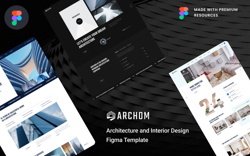 Archom - Modern Architecture & Interior Figma Template UI Element