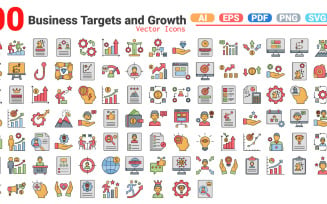 Business Targets and Growth Icons Pack | AI | EPS | SVG