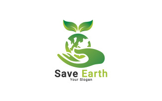 Global Care Logo, Save Earth Logo, Save Ecology Nature Logo Template