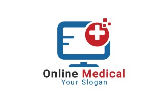 Online Medical Logo, Medical Care Logo, Medical Consulting Logo Template