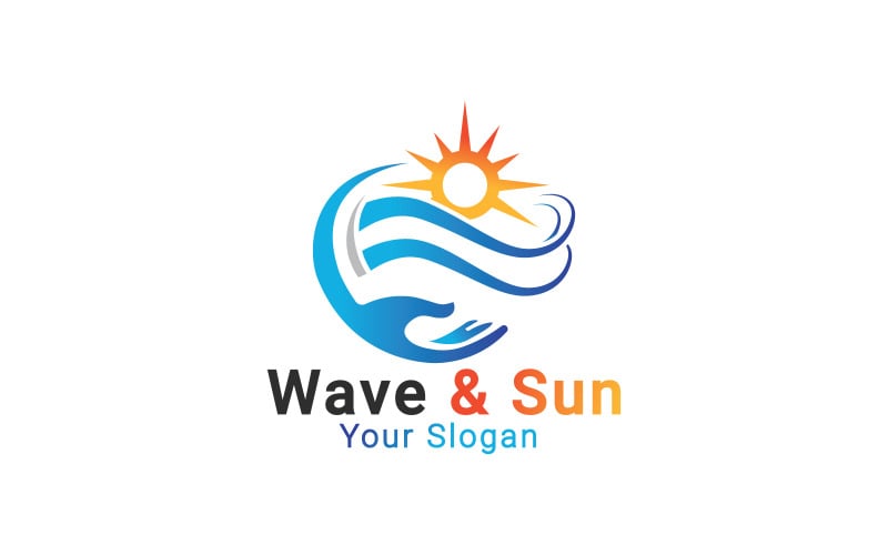 Wave Sun Logo, Sun And Sea Logo, Sunset Logo Logo Template