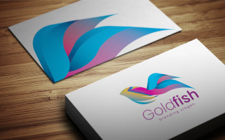 Aquarium Goldfish and Golden Sea Fish Logo