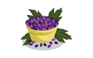 Grape bunches Fruit and leaves logo vector